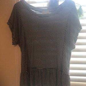 Peplum Black and white Shirt